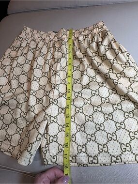Men’s large beige BLESSED brand Shorts with Brown GG Monogram NWOT drawstring